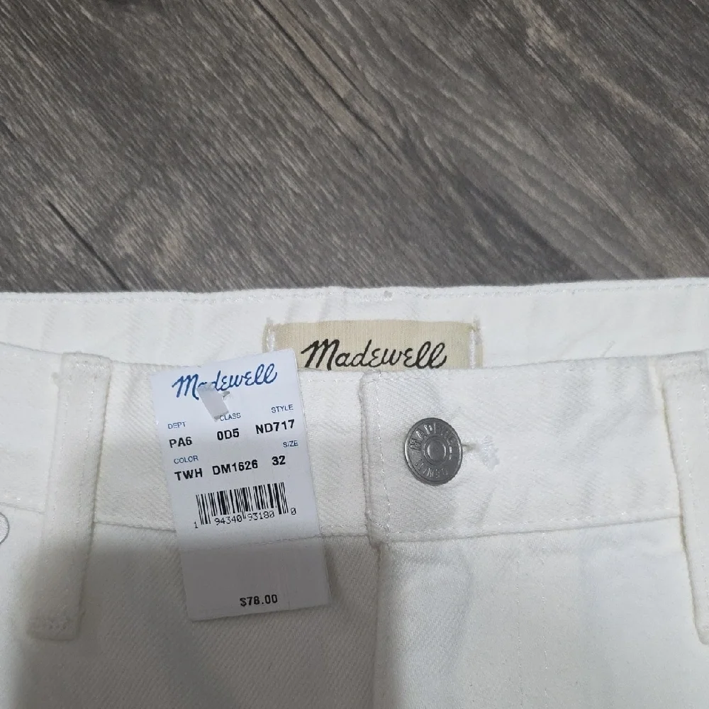NWT Madewell White Raw-Hem Denim Cutoff Shorts - Women Size 32 - Picture 2 of 6